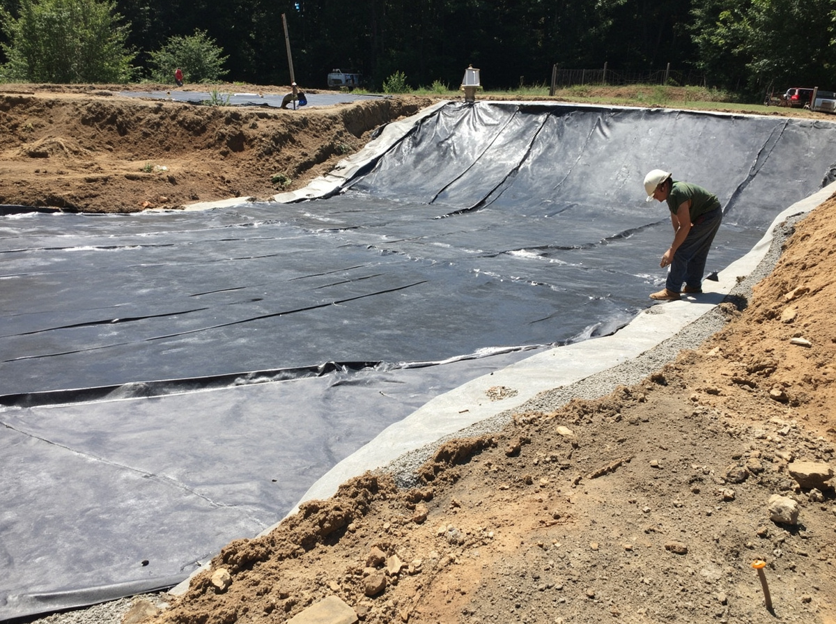 HDPE geomembrane installation