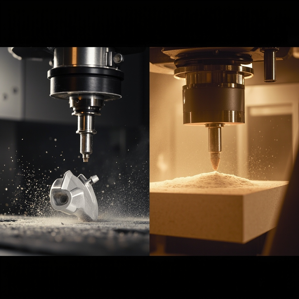 3D Printing vs CNC Machining: When to Use Each — Practical Decision Guide CNC machining illustration for nylonplastic.com