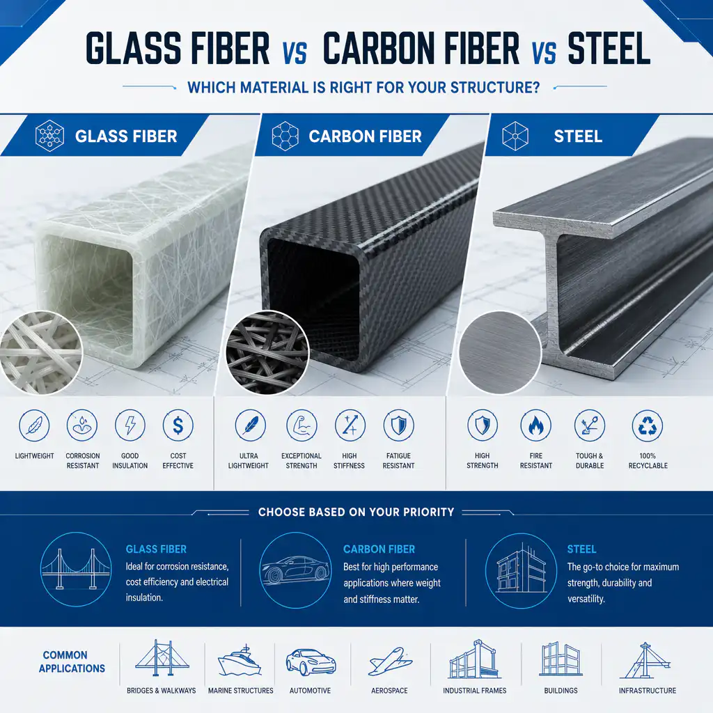 Glass Fiber vs Carbon Fiber vs Steel — Which Material Is Right for You