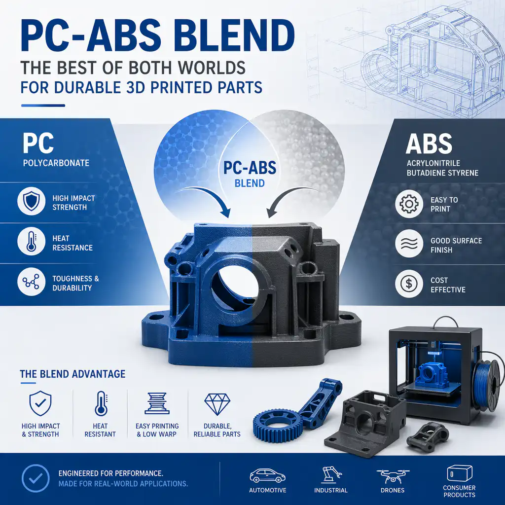 Mezcla PC-ABS: lo mejor de dos mundos para piezas duraderas impresas en 3D