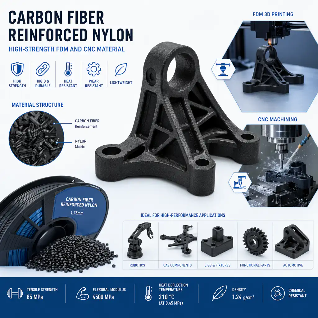 Nylon reforzado con fibra de carbono - Material FDM y CNC de alta resistencia Nylon reforzado con fibra de carbono - Material FDM y CNC de alta resistencia