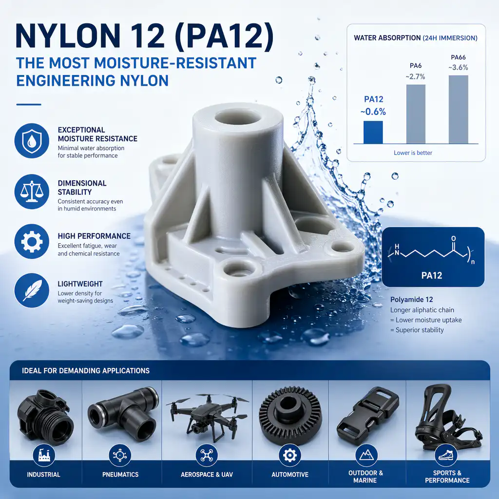 Nylon 12 (PA12) - El nylon técnico más resistente a la humedad