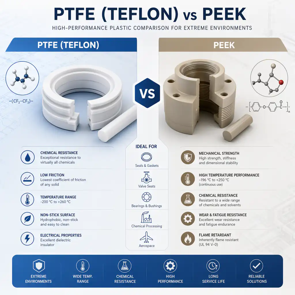 PTFE (Teflon) vs Peek — High-Performance Plastic Comparison for Extrem