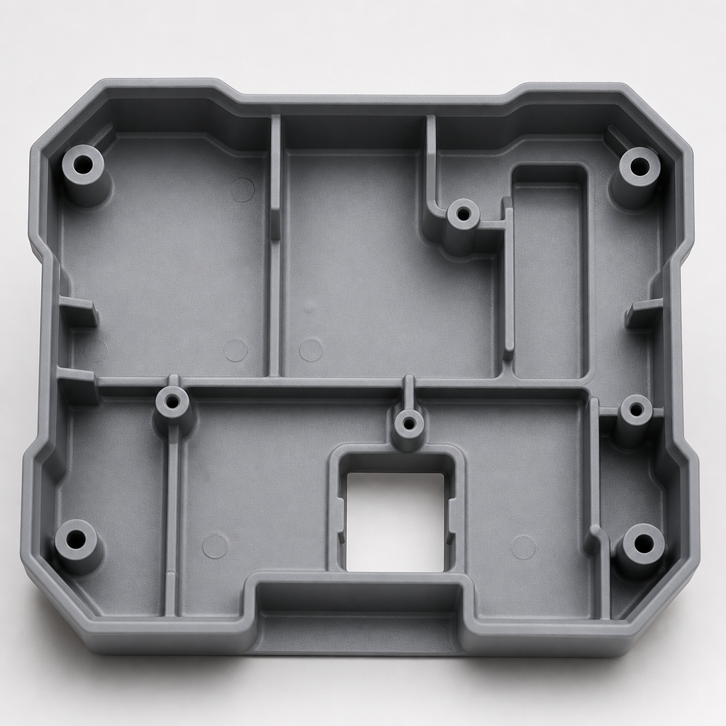 Chamfer vs Fillet: Design Guide for Injection Molded Plastic Parts Photograph injection molded part with clearly designed features: housing cover w