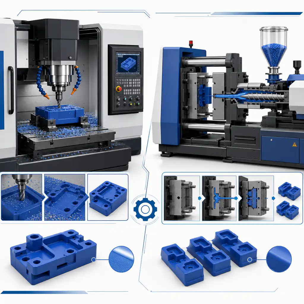 CNC machined versus injection molded plastic parts comparison