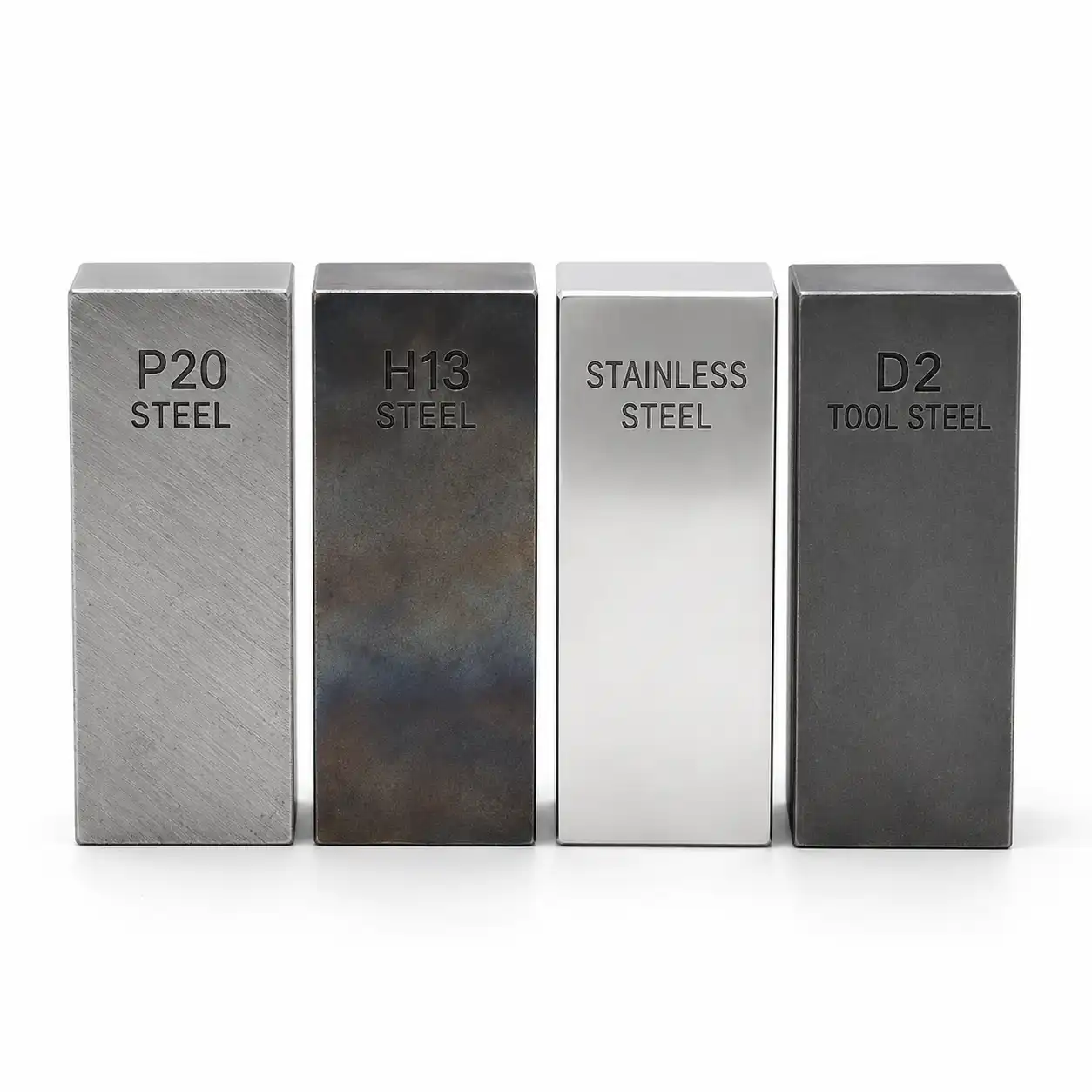 Four mold steel grades side-by-side comparison for injection mold material selection