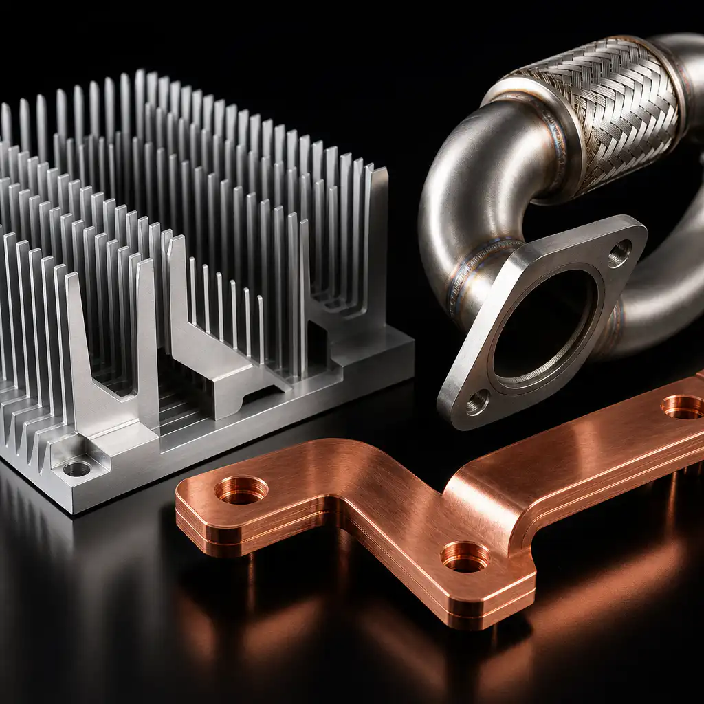 Collection metal components that cannot be replaced by plastic: aluminum heat si