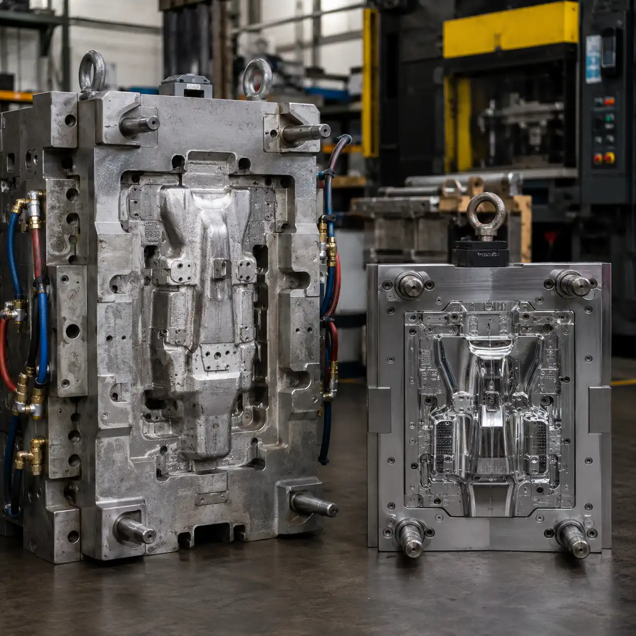 Die-casting steel tool and injection mold steel tool compared for size and complexity