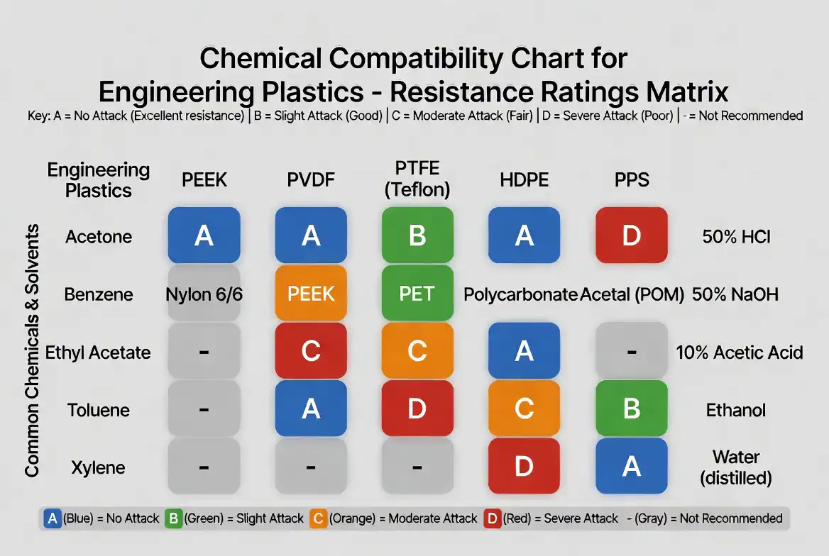 Chemical immersion testing of engineering plastic samples for compatibility evaluation