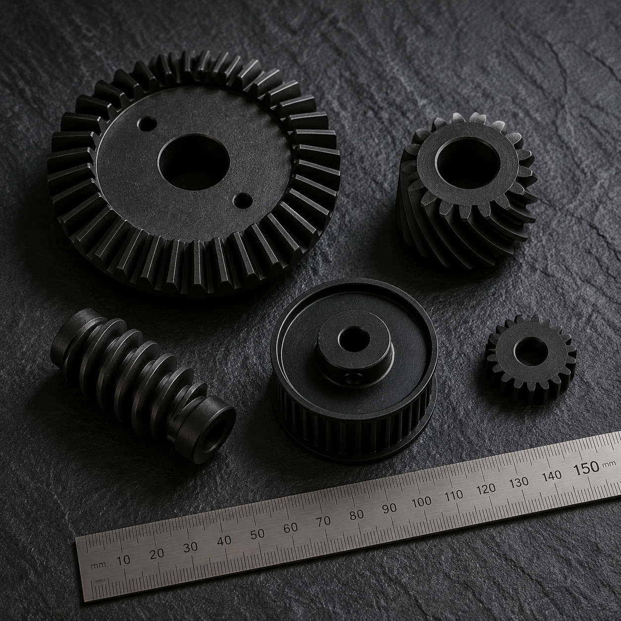 Precision CNC machined nylon gears of various sizes and tooth profiles