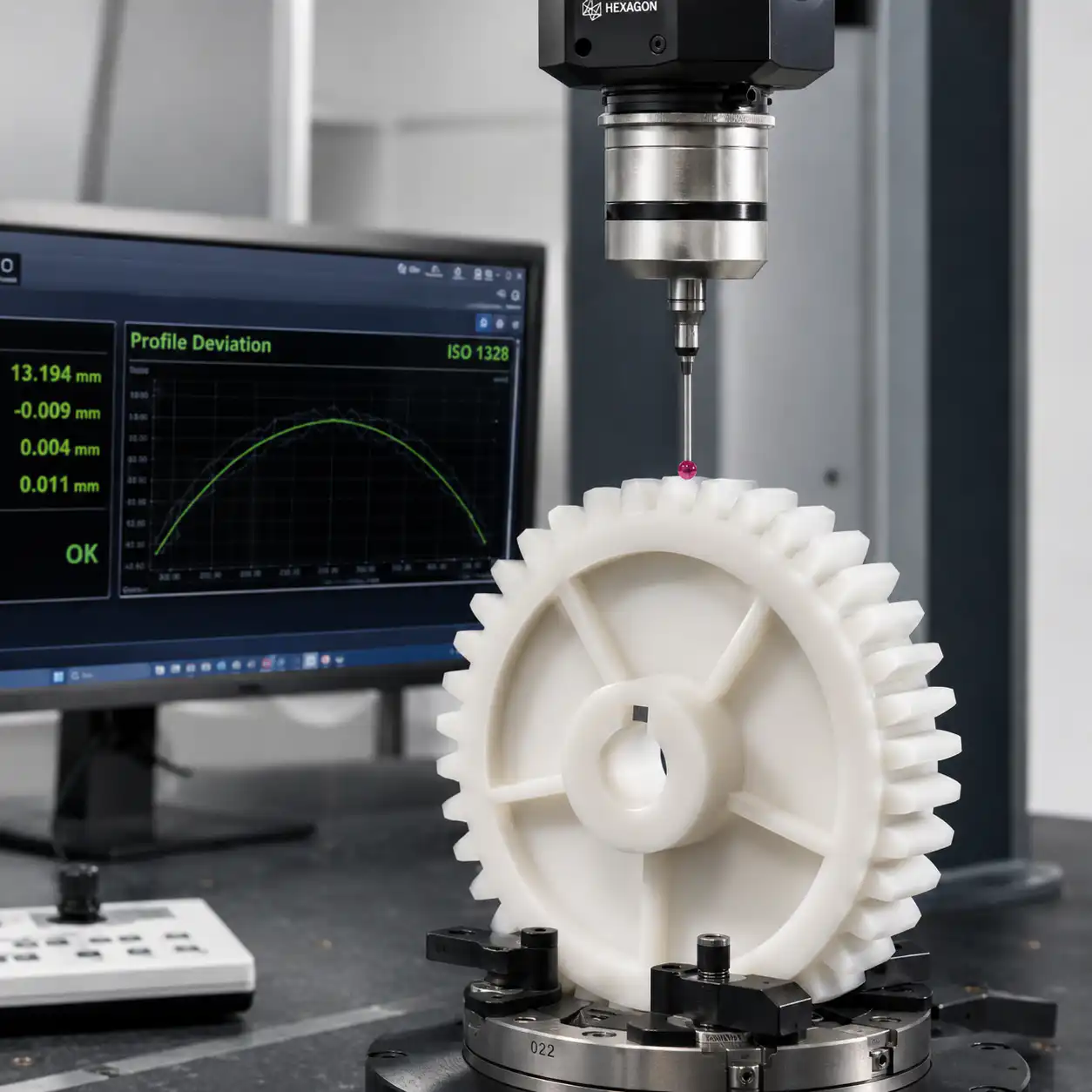 Gear inspection on coordinate measuring machine with profile checking