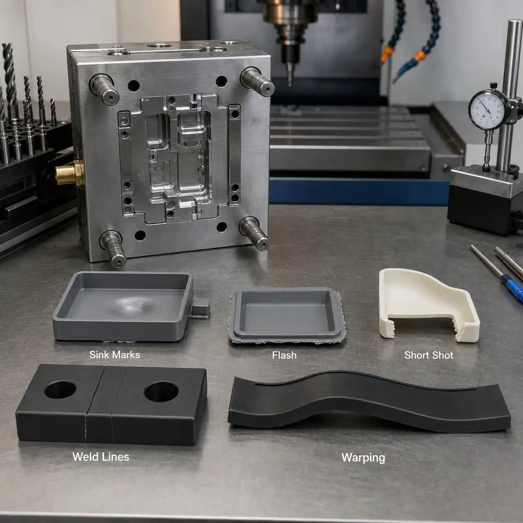 플라스틱 사출 성형 결함 - 원인 및 해결 방법 Professional industrial photograph: Plastic Injection Molding Defects , CNC manu