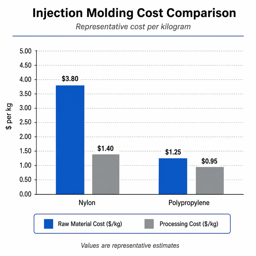 Cost comparison between nylon and polypropylene manufacturing