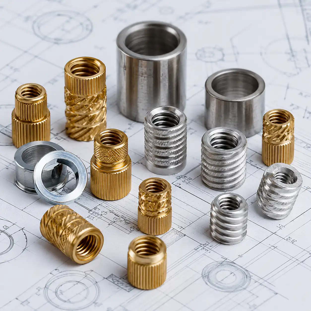 Insert Molding: Complete Guide to Process, Design and Applications Metal insert components for injection molding: brass, steel and aluminum types