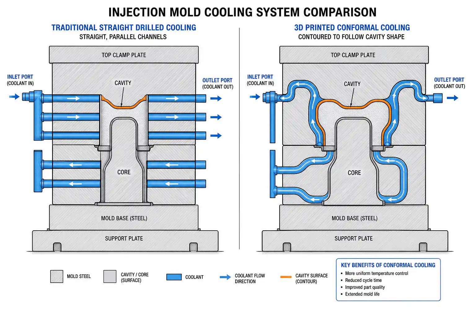 Conformal Cooling in Injection Molds: 3D Printed Cooling Channels for Faster Cycles Image 1