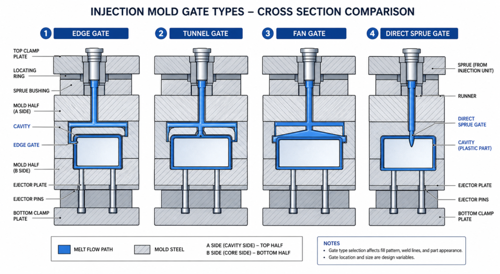nylon injection mold gate design 0