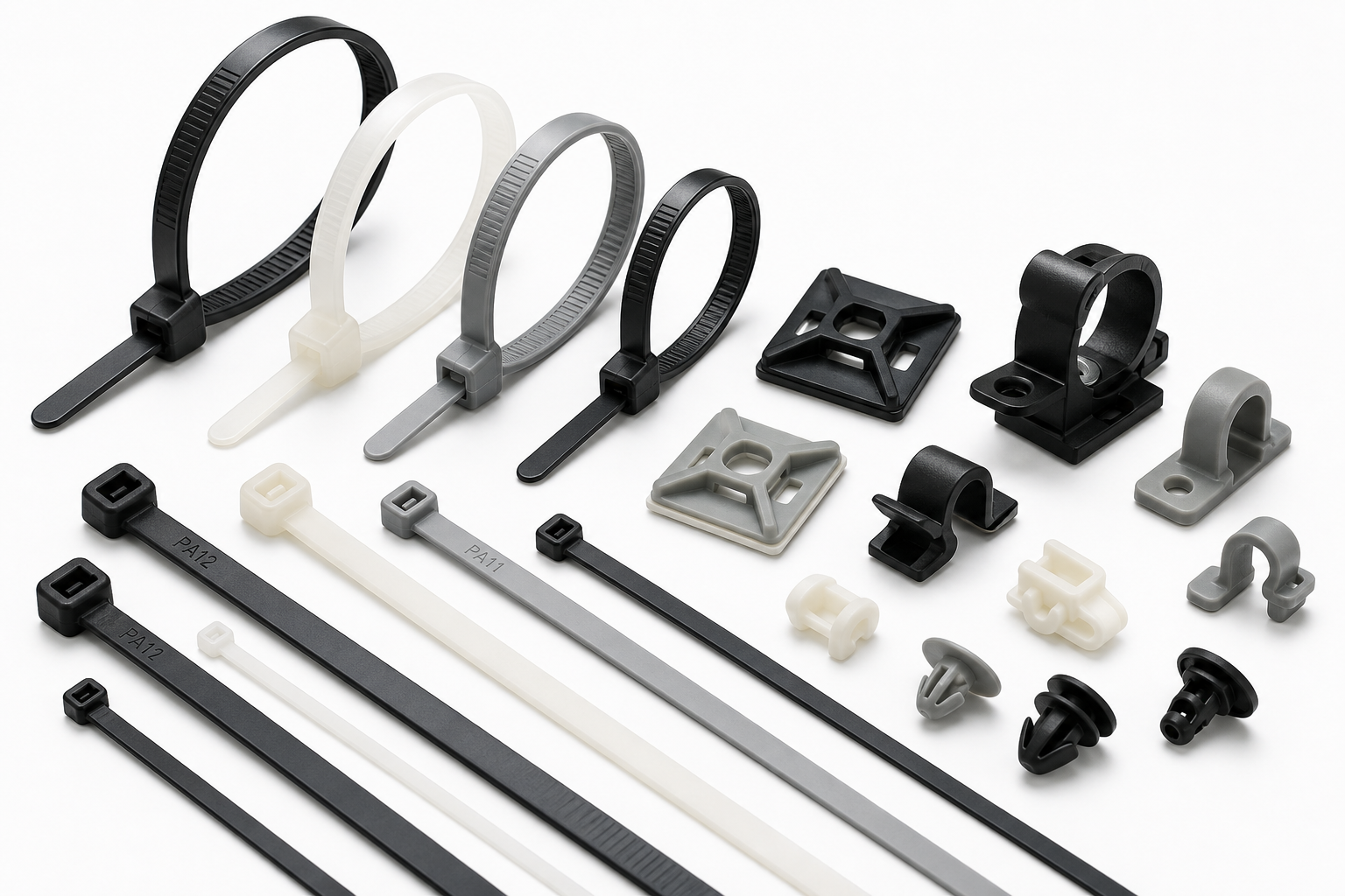 PA11 and PA12 resin pellets and finished parts