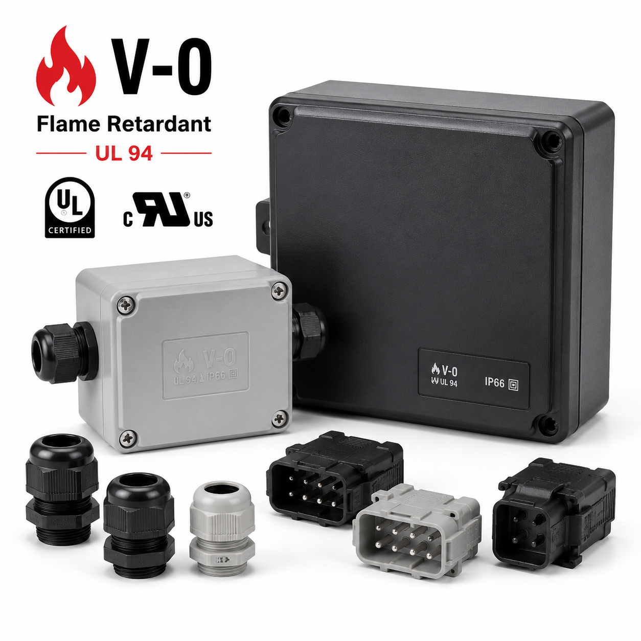 UL94 vertical burn test comparison showing V-0 V-1 V-2 afterflame behavior