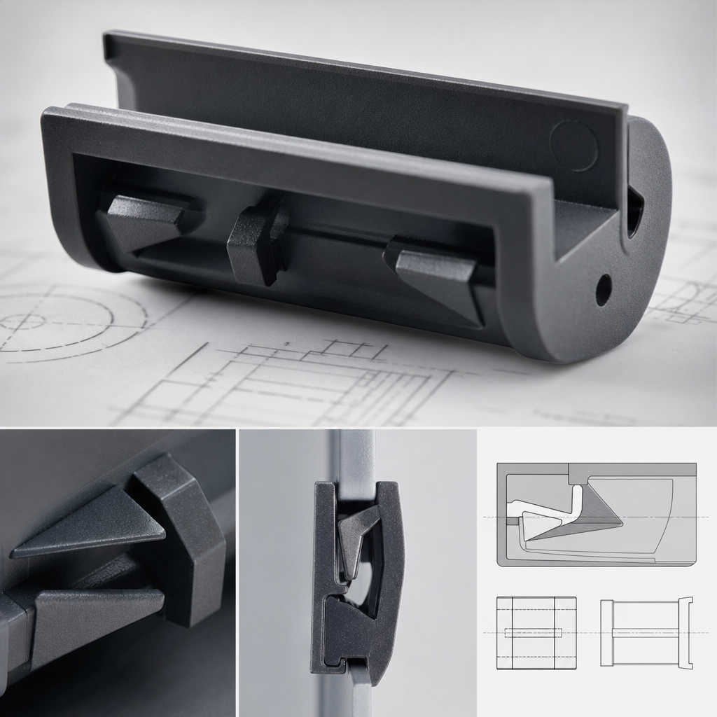 Professional industrial photograph: Snap Fit Design for Injection Molding: Compl