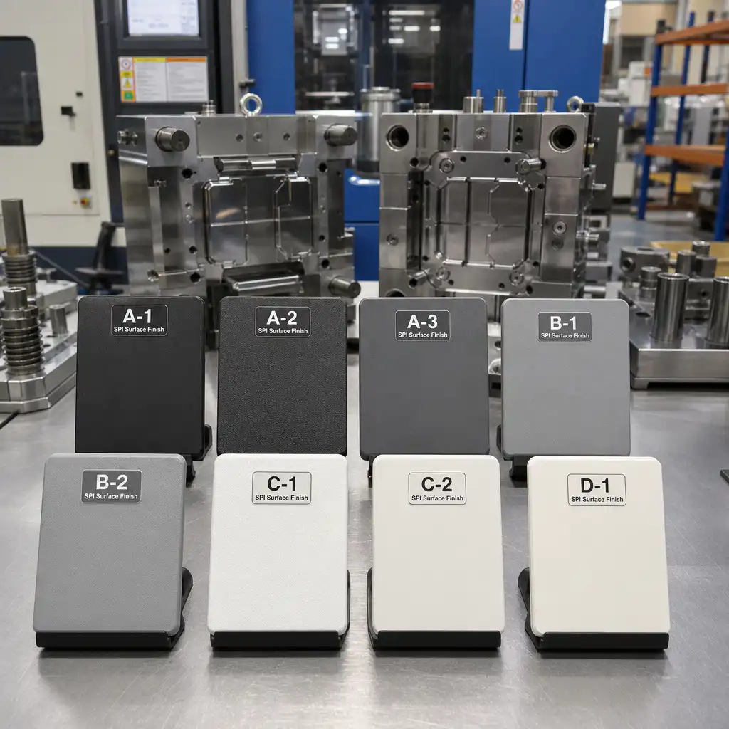 SPI Surface Finish Standards for Plastic Injection Molding: Complete Guide Professional industrial photograph: SPI Surface Finish Standards for Plastic Inj