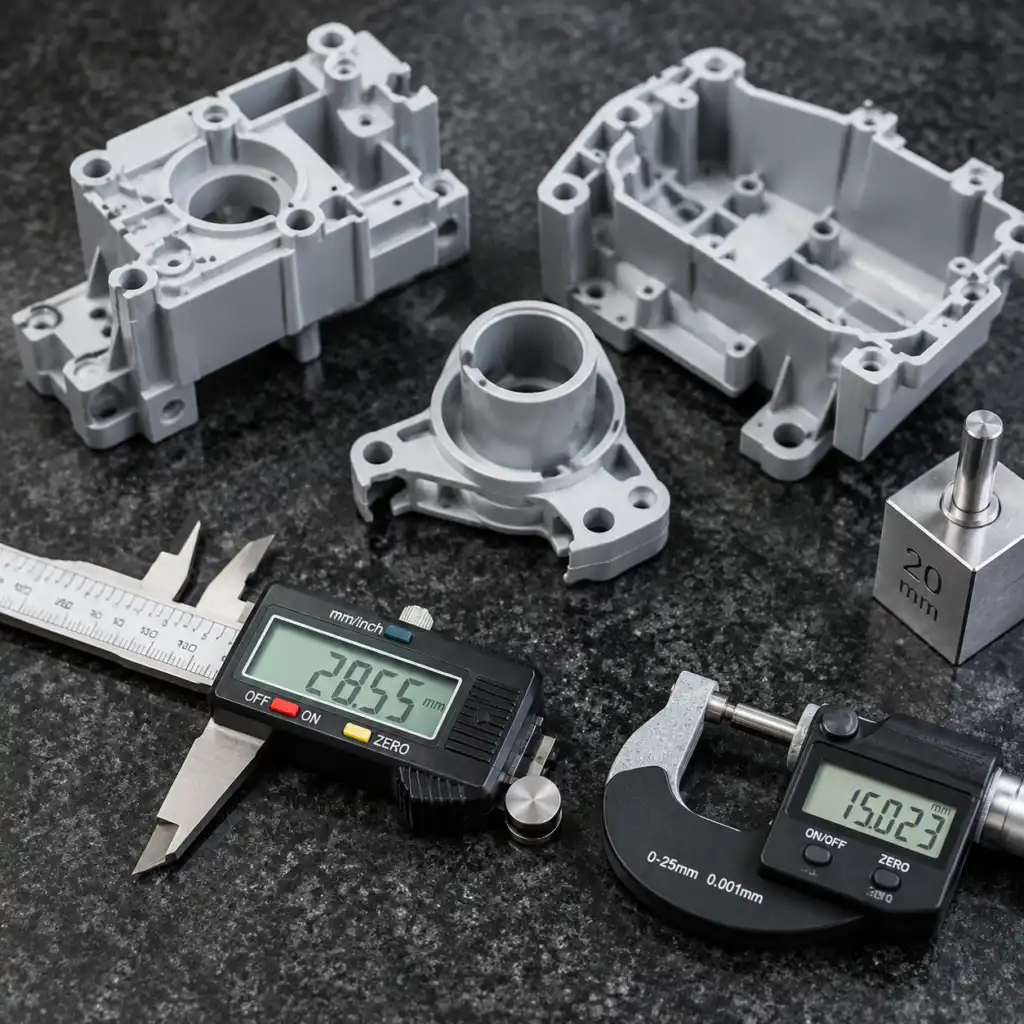 Precision plastic parts with tolerance measurement tools