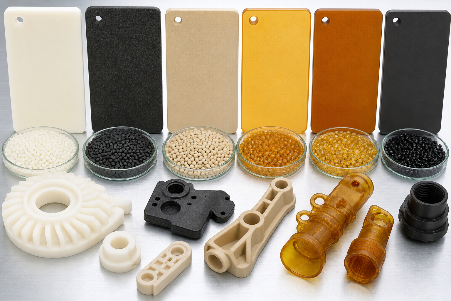 Engineering plastic materials for aerospace plastic molding applications