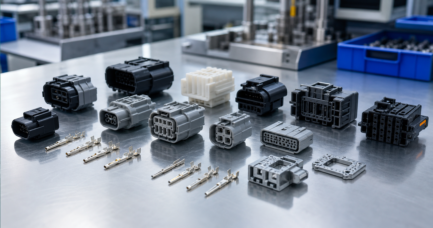 Spritzguss von elektrischen Steckverbindern: Werkstoffe, Einlegeteile und Lieferantenverzeichnis Electrical connector injection molding with precision housings, terminals and production tooling review
