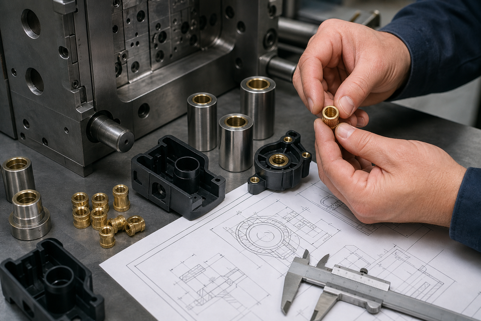 Engineering review of metal inserts, molded plastic parts and insert molding tooling details