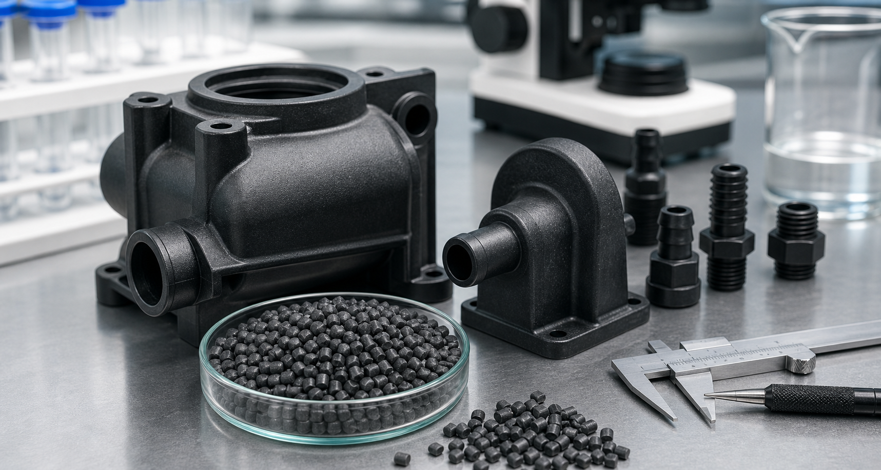 PA12 GF30 Material Guide: Properties, Applications and Selection PA12 GF30 glass-filled nylon pellets and molded precision parts