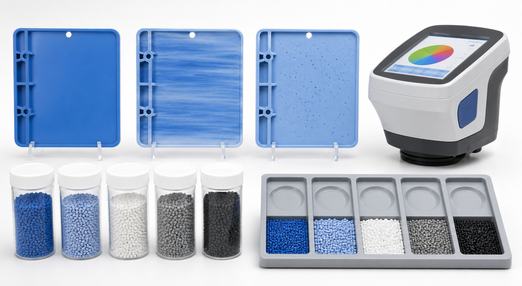 Color streak inspection using molded samples, resin lots and color measurement