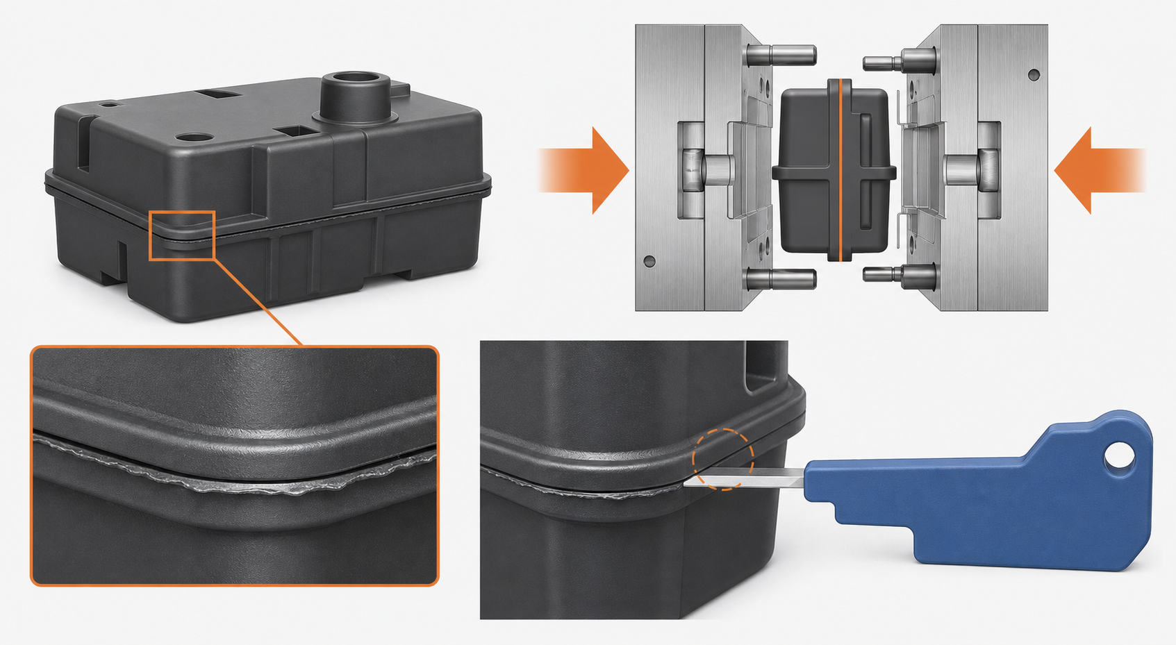 Flash in Injection Molding: Parting Line, Clamp and Packing Fixes Flash at an injection molding parting line with mold fit and inspection references