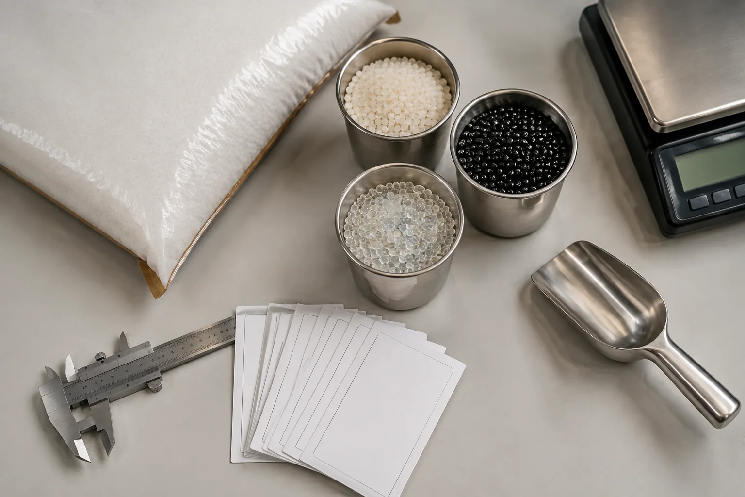 Sealed nylon resin packaging, lot samples, and inspection tools arranged for traceability checks