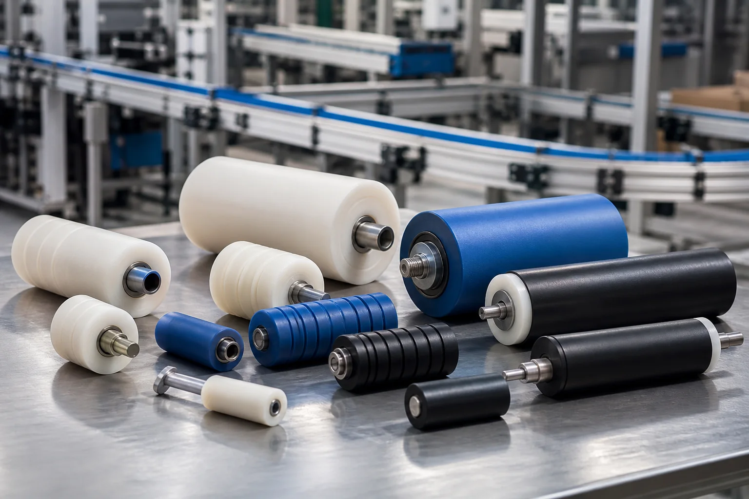 Plastic Rollers Manufacturer: Materials, Bearings and RFQ Guide Custom plastic rollers in nylon, acetal and engineering plastic on an industrial inspection bench