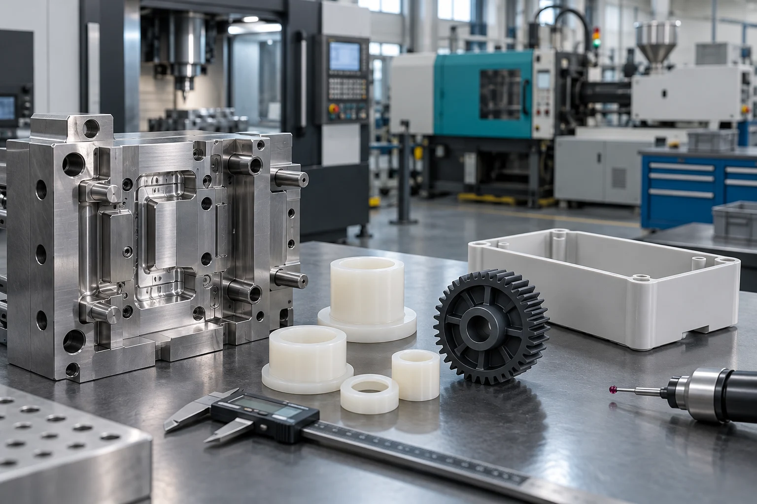 Home Illustrative engineering plastic parts, mold tooling and inspection equipment