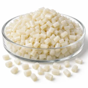 Illustrative glass reinforced resin pellets on a white background